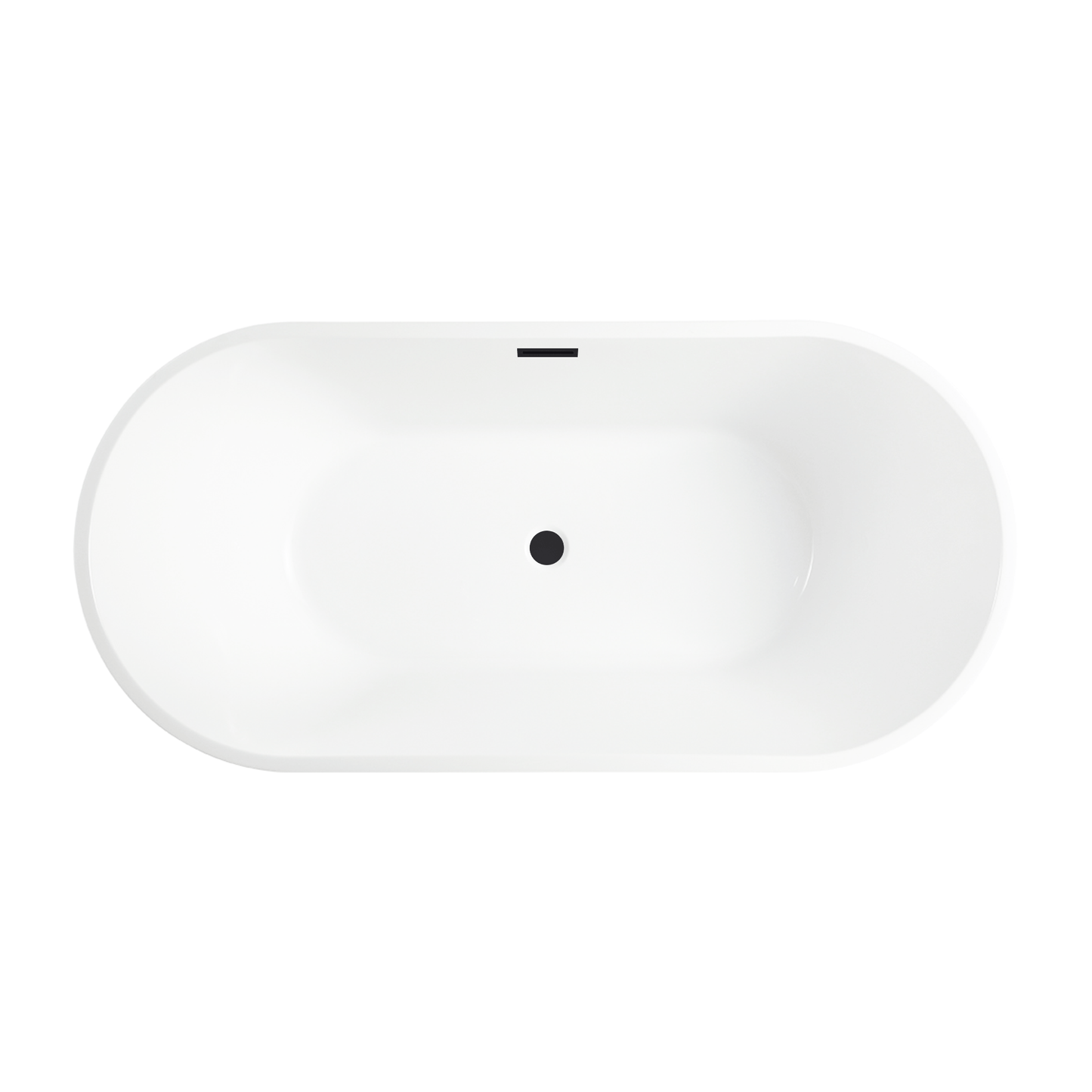 Vanity Art VA6815-S-MB 59 Inch Freestanding White Acrylic Bathtub with Overflow And Pop-Up Drain - Vanity Art VA6815-S-MB