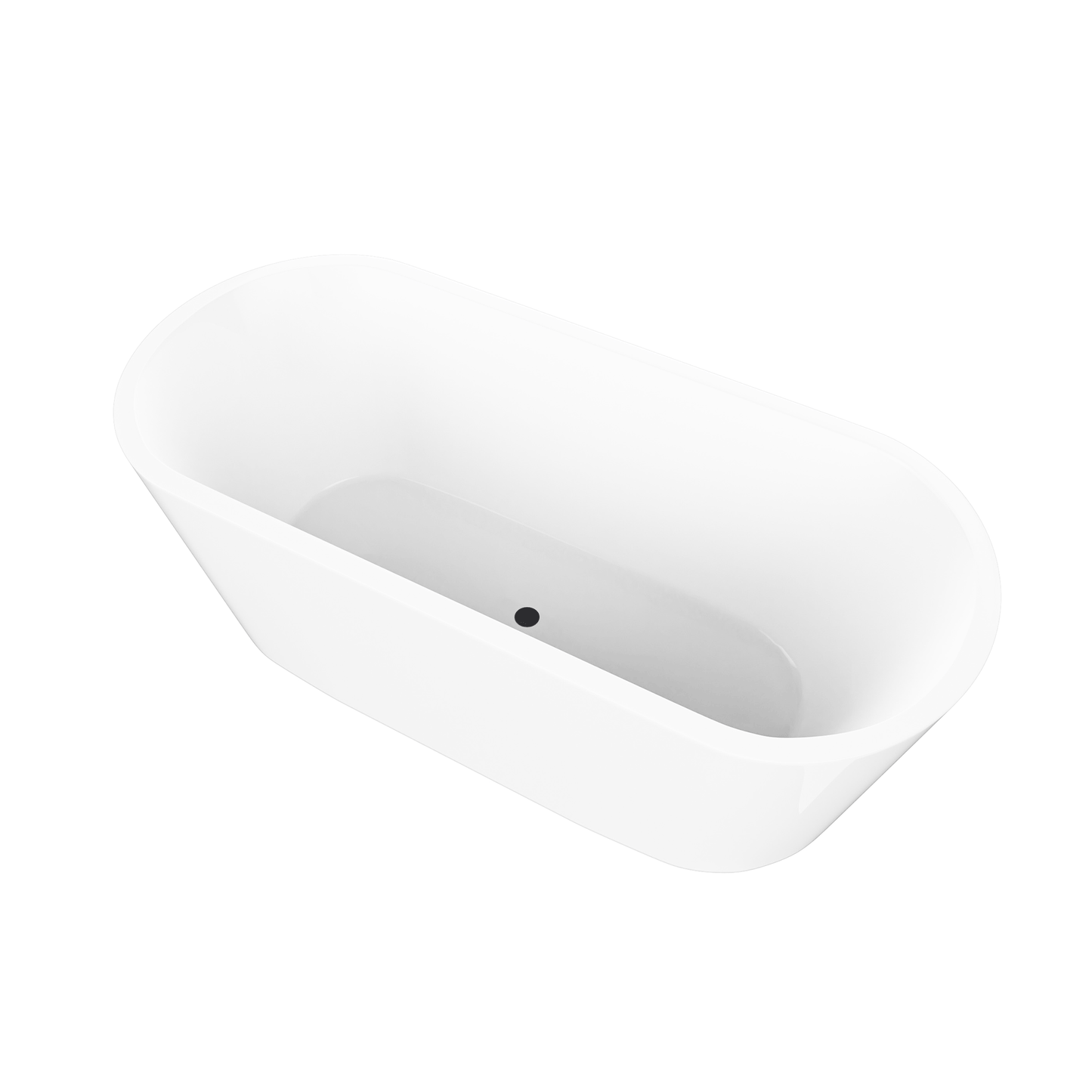 Vanity Art VA6815-S-MB 59 Inch Freestanding White Acrylic Bathtub with Overflow And Pop-Up Drain - Vanity Art VA6815-S-MB