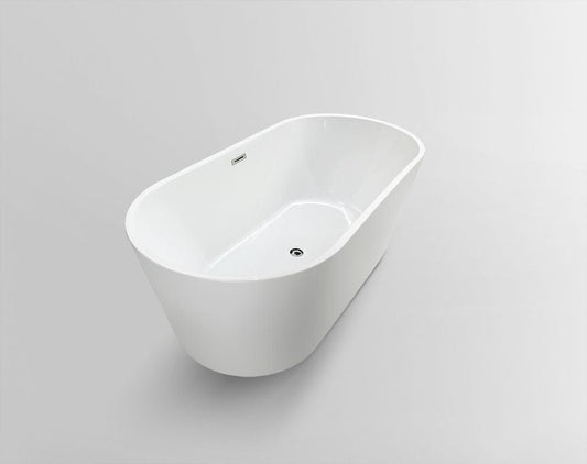 Vanity Art VA6815-S-PC 59 Inch Freestanding White Acrylic Bathtub with Overflow And Pop-Up Drain - Vanity Art VA6815-S-PC