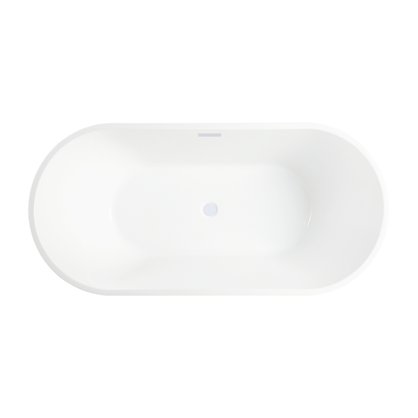 Vanity Art VA6815-S-PW 59 Inch Freestanding White Acrylic Bathtub with Overflow And Pop-Up Drain - Vanity Art VA6815-S-PW