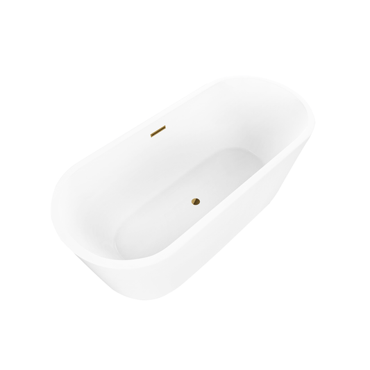 Vanity Art VA6815-S-TG 59 Inch Freestanding White Acrylic Bathtub with Overflow And Pop-Up Drain - Vanity Art VA6815-S-TG