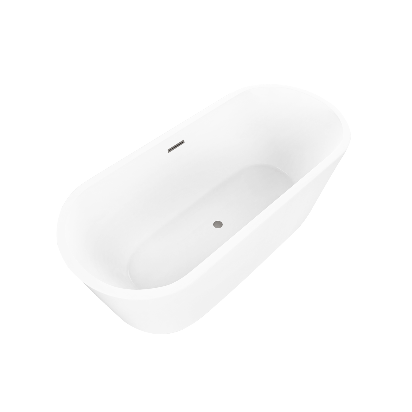 Vanity Art VA6815-XS-BN 54 Inch Freestanding White Acrylic Bathtub with Overflow And Pop-Up Drain - Vanity Art VA6815-XS-BN