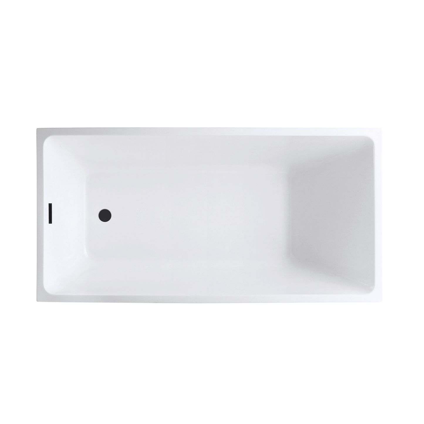 Vanity Art VA6816B-M-MB 55 Inch Freestanding White Acrylic Bathtub with Overflow And Pop-Up Drain - Vanity Art VA6816B-M