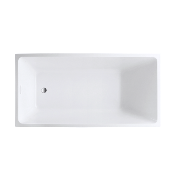 Vanity Art 55 Inch Freestanding White Acrylic Bathtub with Overflow And Pop-Up Drain - Vanity Art VA6816B-M