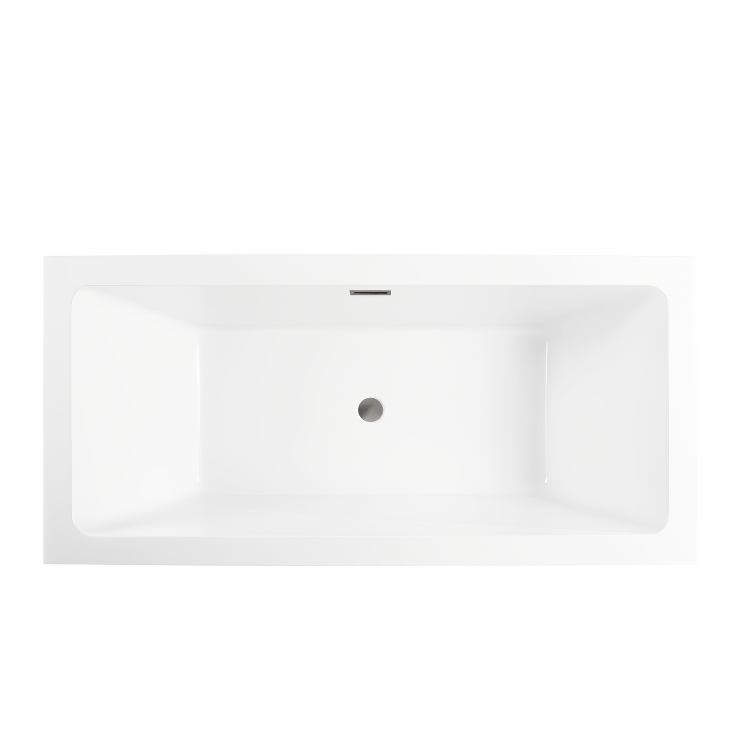 Vanity Art VA6817-L-BN 67 Inch Freestanding White Acrylic Bathtub with Overflow And Pop-Up Drain - Vanity Art VA6817-L-BN