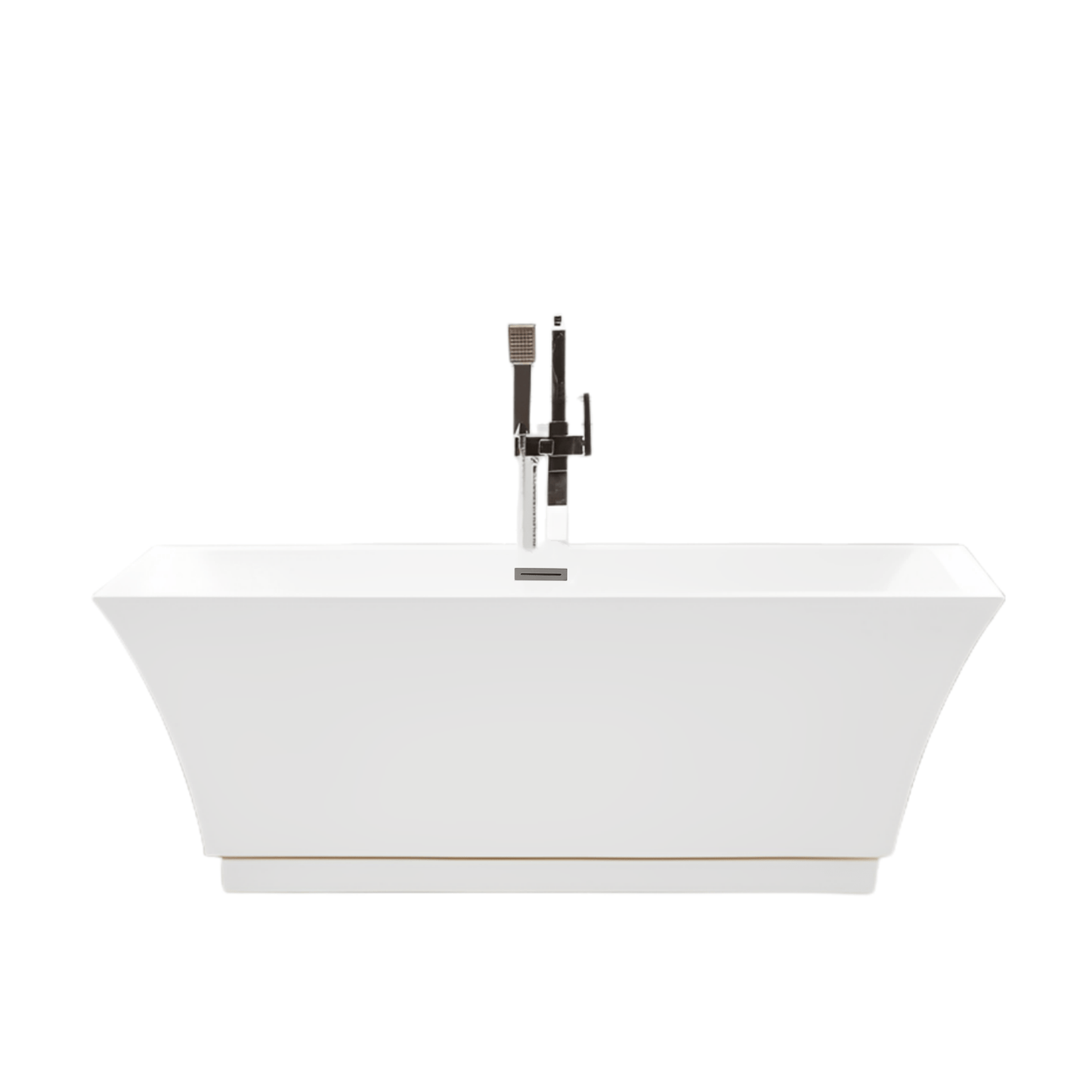 Vanity Art VA6817-L-BN 67 Inch Freestanding White Acrylic Bathtub with Overflow And Pop-Up Drain - Vanity Art VA6817-L-BN