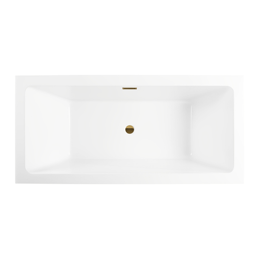 Vanity Art VA6817-L-TG 67 Inch Freestanding White Acrylic Bathtub with Overflow And Pop-Up Drain - Vanity Art VA6817-L-TG