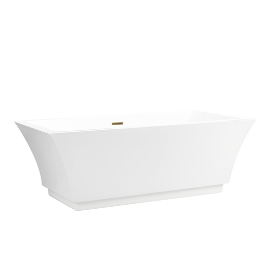 Vanity Art VA6817-L-TG 67 Inch Freestanding White Acrylic Bathtub with Overflow And Pop-Up Drain - Vanity Art VA6817-L-TG