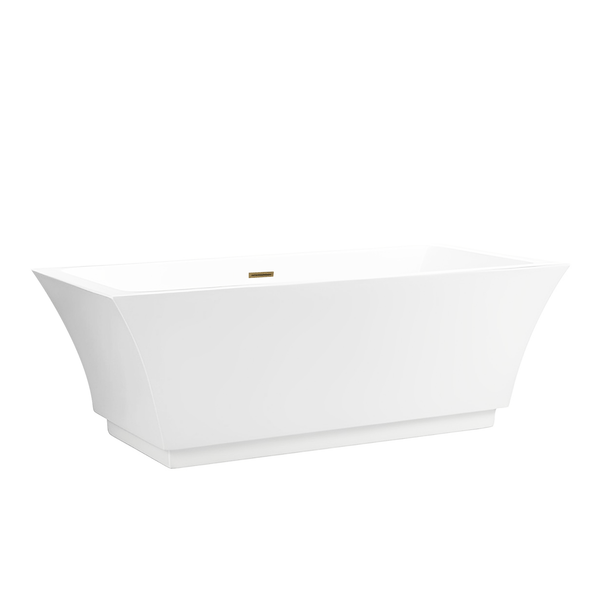 Vanity Art VA6817-L-TG 67 Inch Freestanding White Acrylic Bathtub with Overflow And Pop-Up Drain - Vanity Art VA6817-L-TG