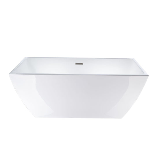 Vanity Art VA6821-LBN 67 Inch Freestanding White Acrylic Bathtub with Overflow And Pop-Up Drain - Vanity Art VA6821-LBN