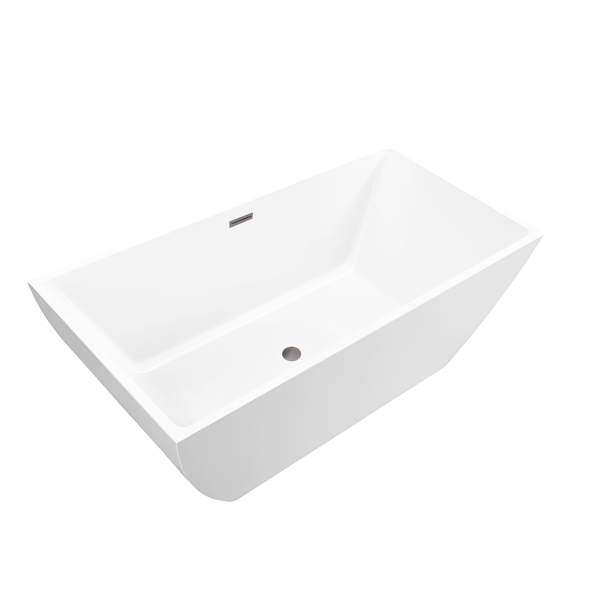 Vanity Art VA6821-LBN 67 Inch Freestanding White Acrylic Bathtub with Overflow And Pop-Up Drain - Vanity Art VA6821-LBN