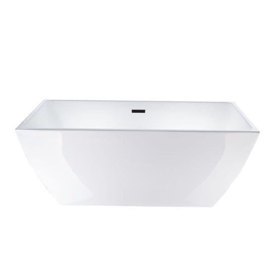 Vanity Art VA6821-LMB 67 Inch Freestanding White Acrylic Bathtub with Overflow And Pop-Up Drain - Vanity Art VA6821-LMB