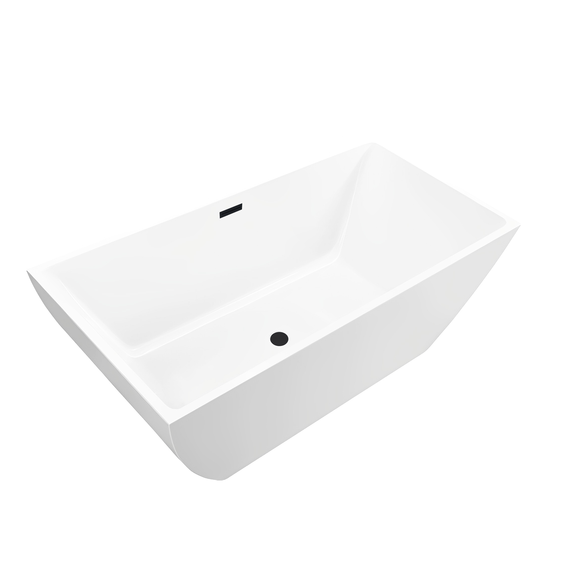 Vanity Art VA6821-LMB 67 Inch Freestanding White Acrylic Bathtub with Overflow And Pop-Up Drain - Vanity Art VA6821-LMB