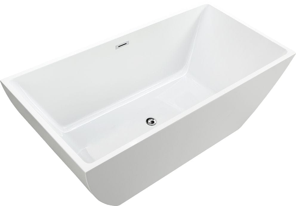 Vanity Art VA6821-LPC 67 Inch Freestanding White Acrylic Bathtub with Overflow And Pop-Up Drain - Vanity Art VA6821-LPC