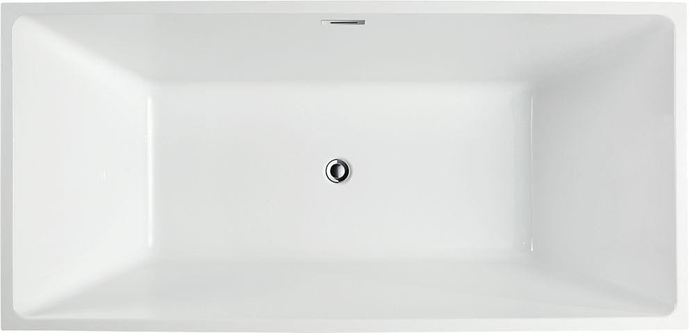 Vanity Art VA6821-LPC 67 Inch Freestanding White Acrylic Bathtub with Overflow And Pop-Up Drain - Vanity Art VA6821-LPC