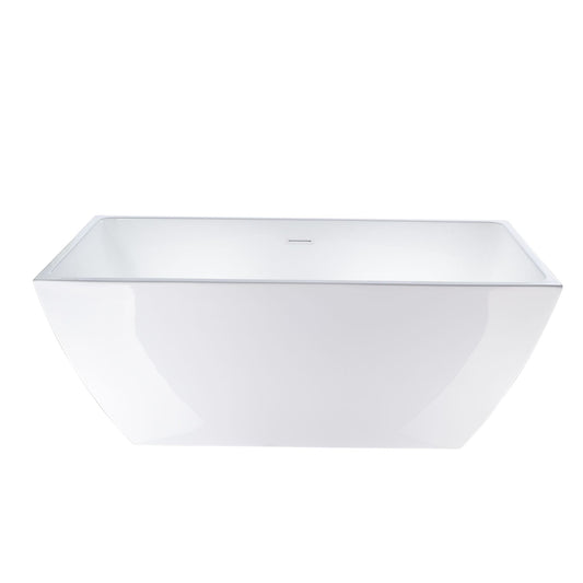 Vanity Art VA6821-LPW 67 Inch Freestanding White Acrylic Bathtub with Overflow And Pop-Up Drain - Vanity Art VA6821-LPW