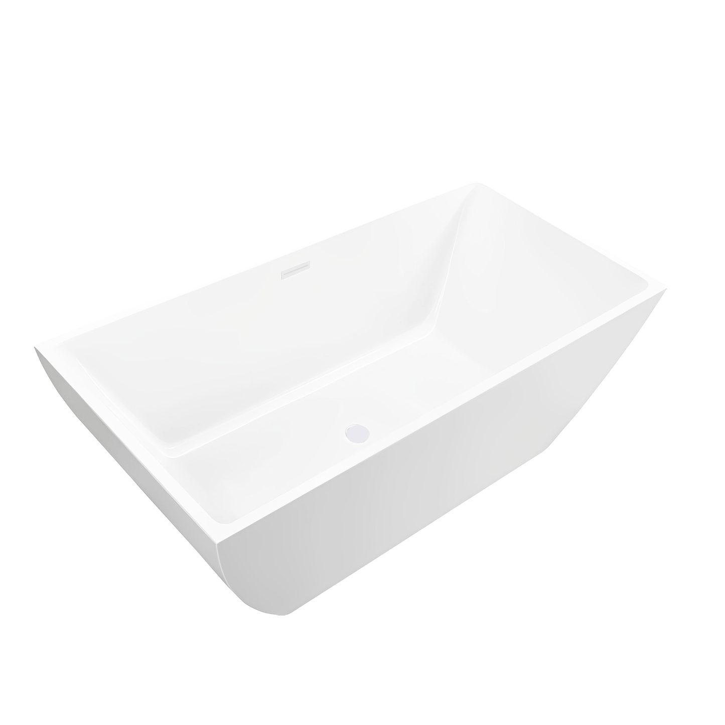 Vanity Art VA6821-LPW 67 Inch Freestanding White Acrylic Bathtub with Overflow And Pop-Up Drain - Vanity Art VA6821-LPW