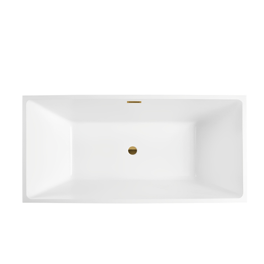 Vanity Art VA6821-STG 59 Inch Freestanding White Acrylic Bathtub with Overflow And Pop-Up Drain - Vanity Art VA6821-STG