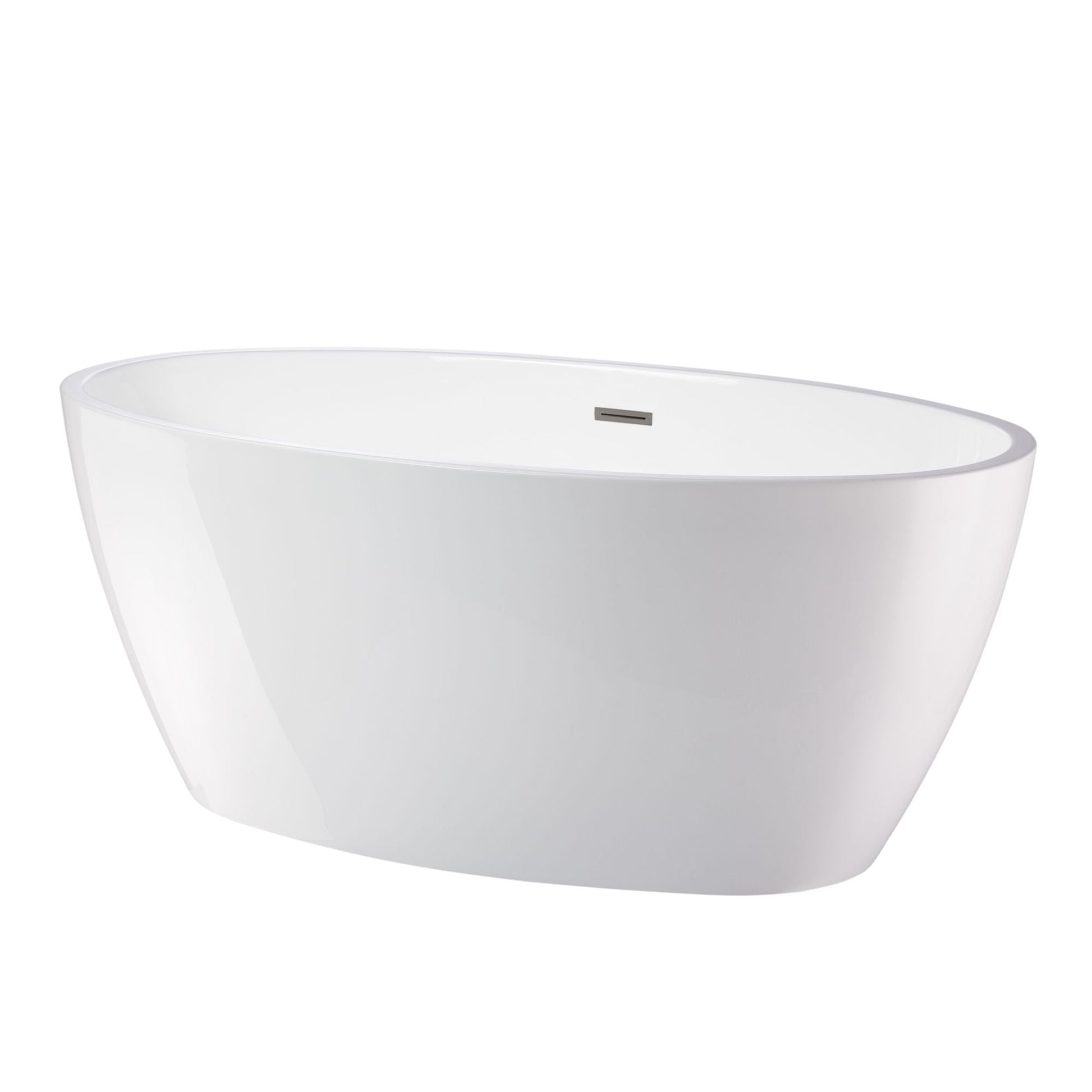 Vanity Art VA6834-MBN 59 Inch Freestanding White Acrylic Bathtub with Overflow And Pop-Up Drain - Vanity Art VA6834-MBN