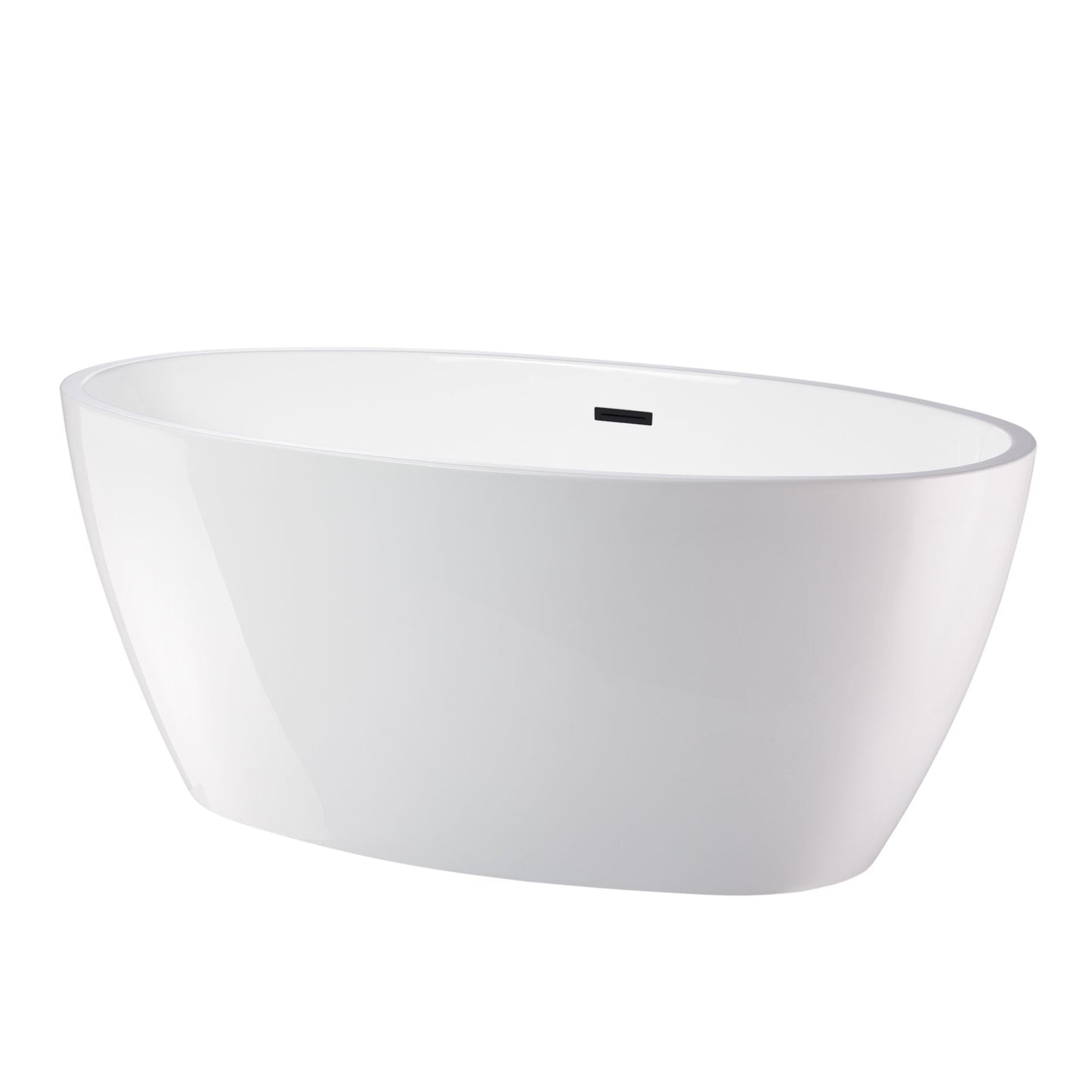 Vanity Art VA6834-MMB 59 Inch Freestanding White Acrylic Bathtub with Overflow And Pop-Up Drain - Vanity Art VA6834-MMB