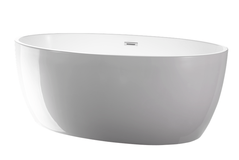 Vanity Art VA6834-MPC 59 Inch Freestanding White Acrylic Bathtub with Overflow And Pop-Up Drain - Vanity Art VA6834-MPC