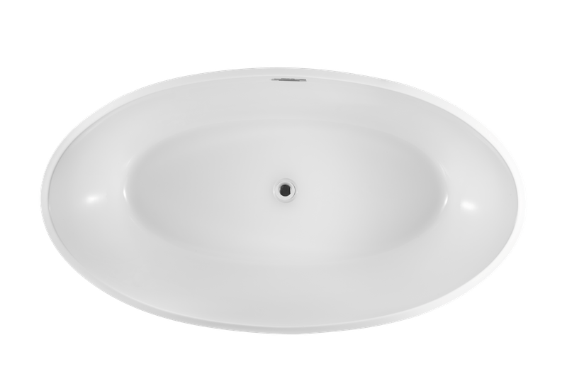 Vanity Art VA6834-MPC 59 Inch Freestanding White Acrylic Bathtub with Overflow And Pop-Up Drain - Vanity Art VA6834-MPC