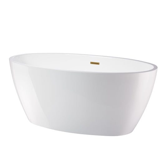 Vanity Art VA6834-MTG 59 Inch Freestanding White Acrylic Bathtub with Overflow And Pop-Up Drain - Vanity Art VA6834-MTG