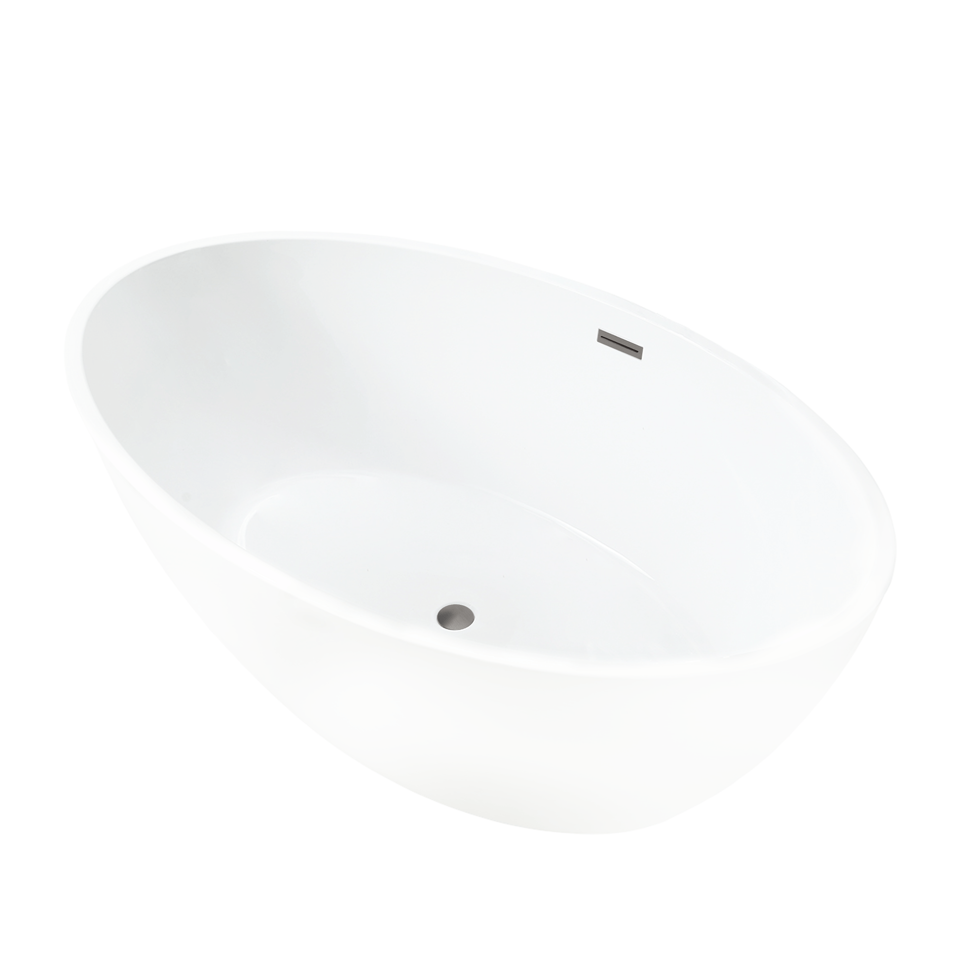 Vanity Art VA6834-SBN 55 Inch Freestanding White Acrylic Bathtub with Overflow And Pop-Up Drain - Vanity Art VA6834-SBN