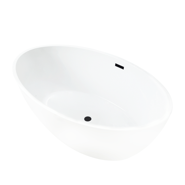 Vanity Art VA6834-SMB 55 Inch Freestanding White Acrylic Bathtub with Overflow And Pop-Up Drain - Vanity Art VA6834-SMB