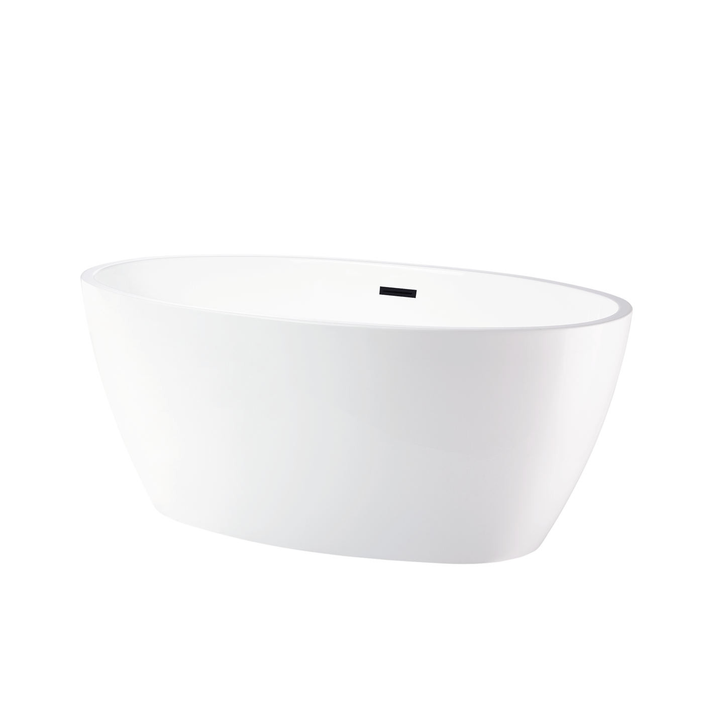 Vanity Art VA6834-SMB 55 Inch Freestanding White Acrylic Bathtub with Overflow And Pop-Up Drain - Vanity Art VA6834-SMB