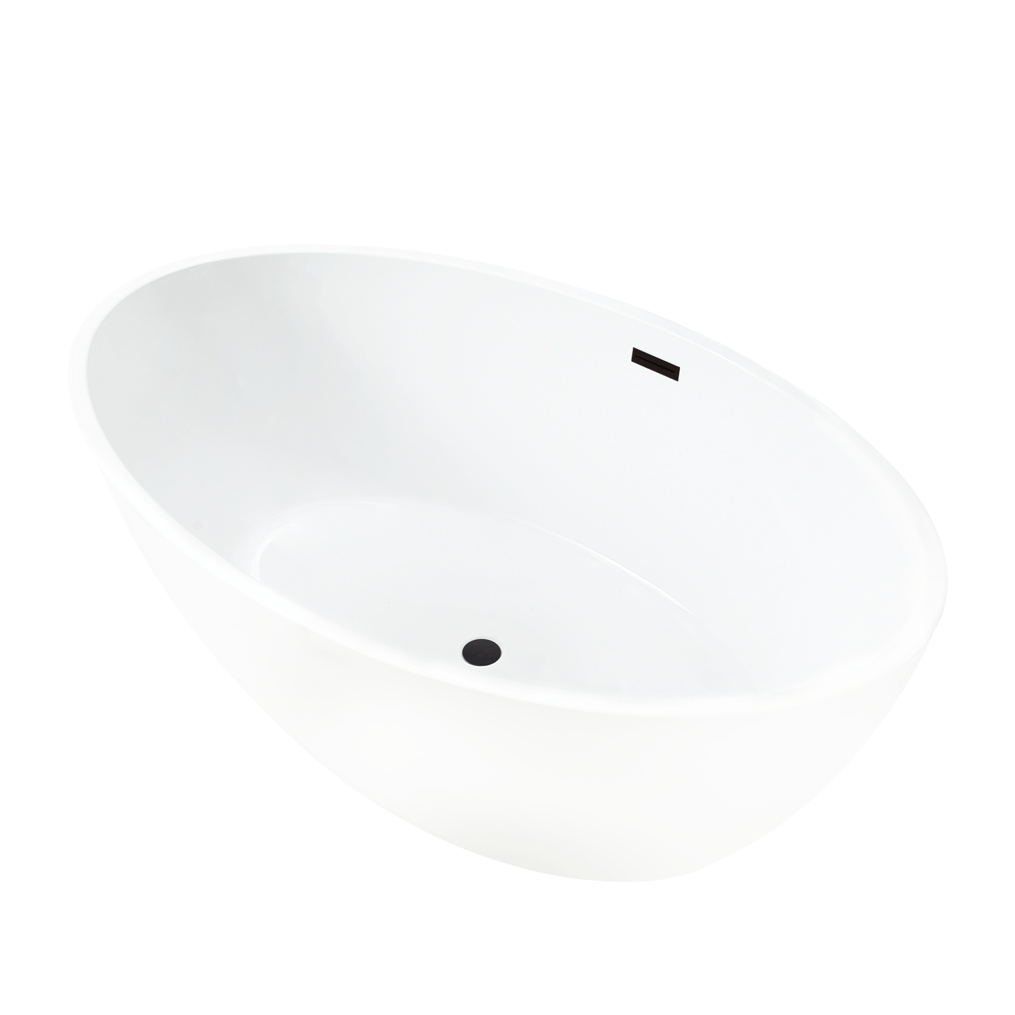 Vanity Art VA6834-SORB 55 Inch Freestanding White Acrylic Bathtub with Overflow And Pop-Up Drain - Vanity Art VA6834-SORB