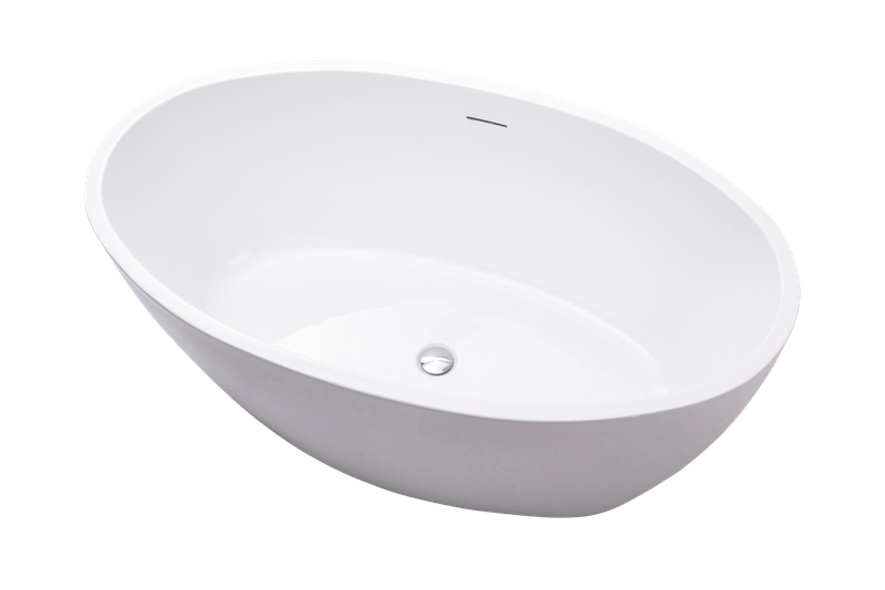 Vanity Art VA6834-SPC 55 Inch Freestanding White Acrylic Bathtub with Overflow And Pop-Up Drain - Vanity Art VA6834-SPC