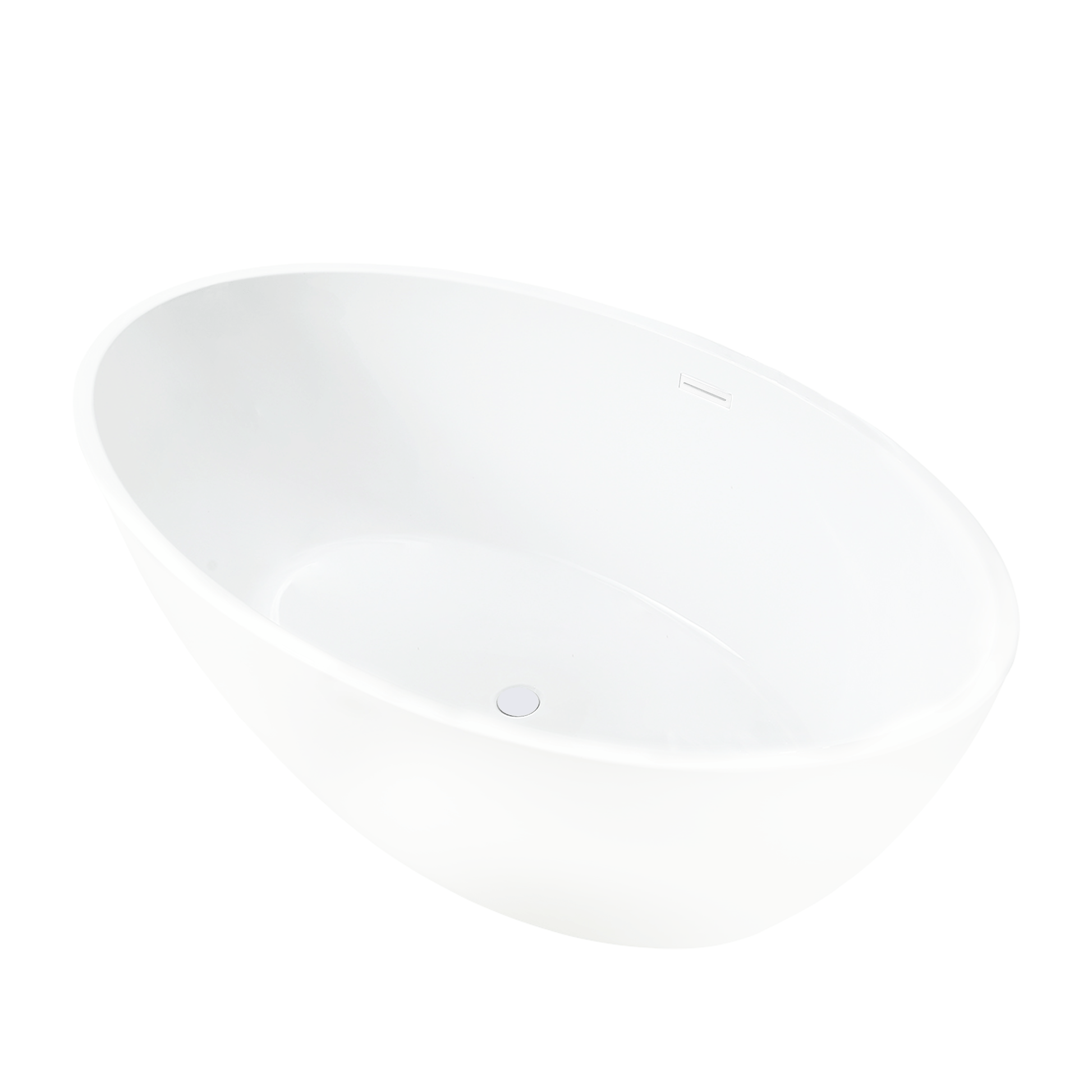 Vanity Art VA6834-SPW 55 Inch Freestanding White Acrylic Bathtub with Overflow And Pop-Up Drain - Vanity Art VA6834-SPW