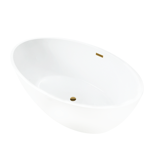 Vanity Art VA6834-STG 55 Inch Freestanding White Acrylic Bathtub with Overflow And Pop-Up Drain - Vanity Art VA6834-STG