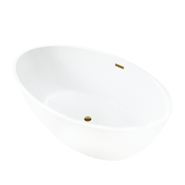 Vanity Art VA6834-STG 55 Inch Freestanding White Acrylic Bathtub with Overflow And Pop-Up Drain - Vanity Art VA6834-STG