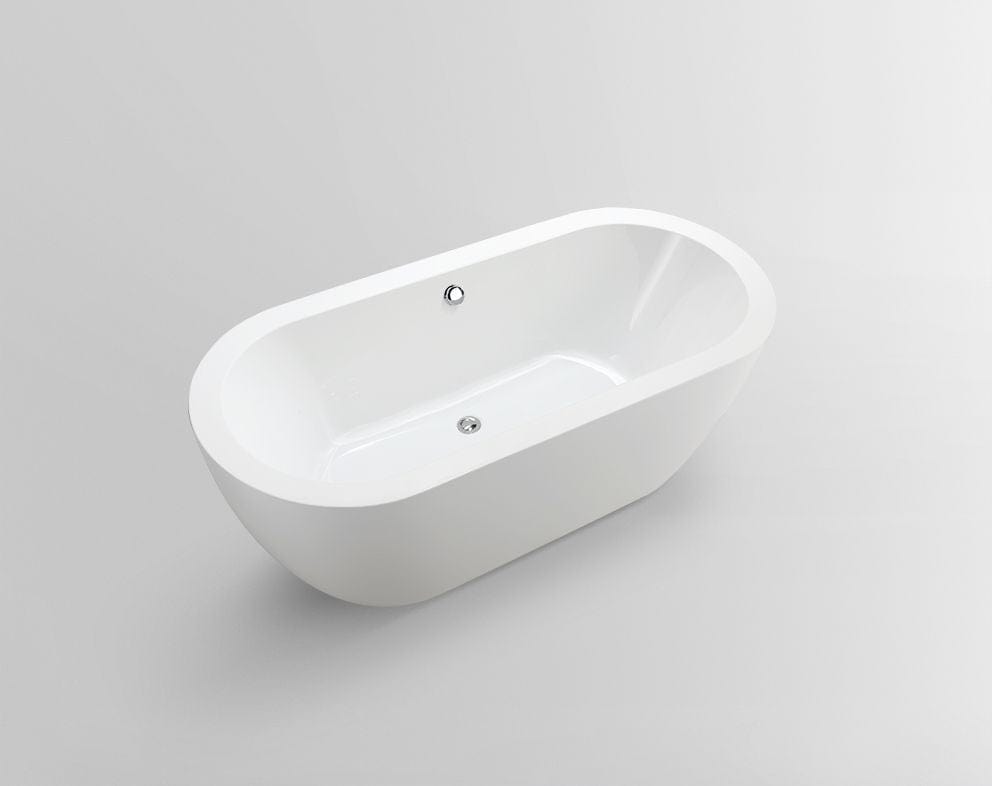 Vanity Art VA6836 67 Inch Freestanding White Acrylic Bathtub with Polished Chrome Finish - Vanity Art VA6836