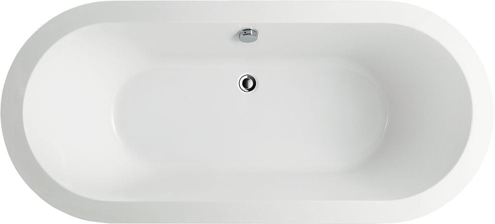 Vanity Art VA6836 67 Inch Freestanding White Acrylic Bathtub with Polished Chrome Finish - Vanity Art VA6836