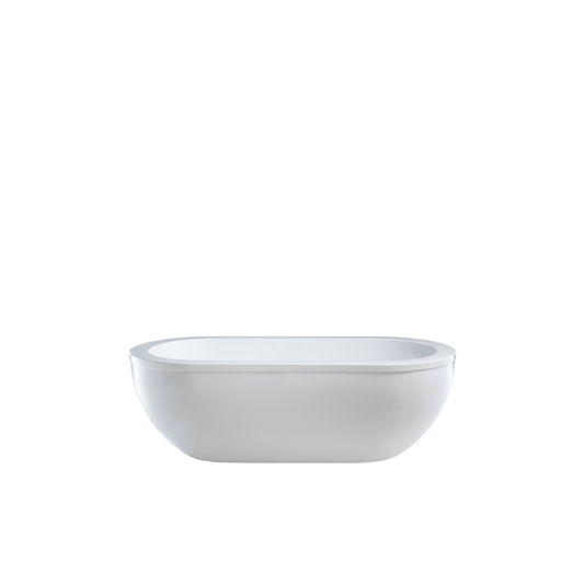 Vanity Art VA6837 71 Inch Freestanding White Acrylic Bathtub with Polished Chrome Finish - Vanity Art VA6837