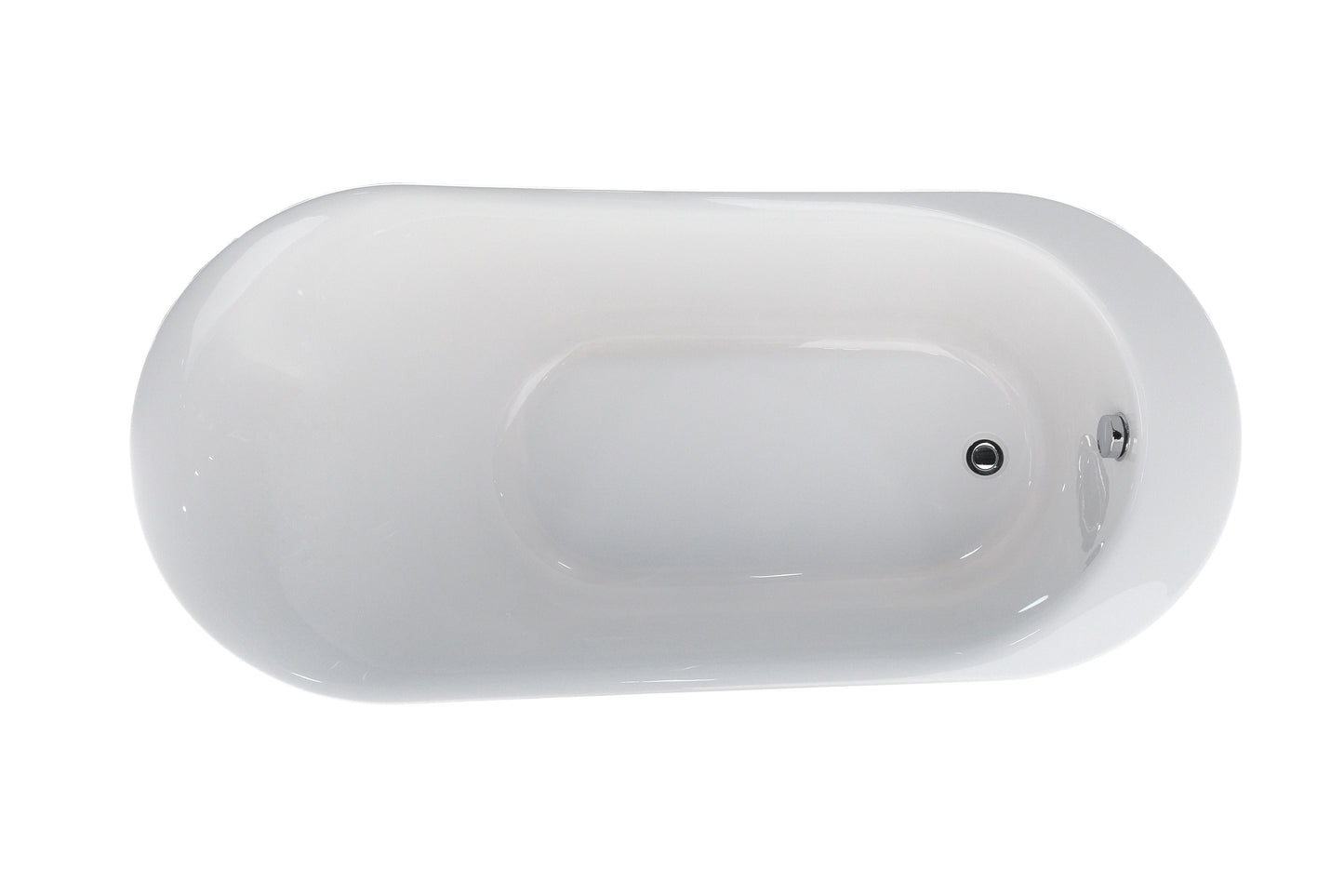 Vanity Art VA6839 70 Inch Freestanding White Acrylic Bathtub with Polished Chrome Finish - Vanity Art VA6839