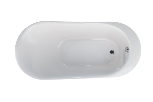 Vanity Art VA6839 70 Inch Freestanding White Acrylic Bathtub with Polished Chrome Finish - Vanity Art VA6839