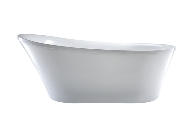 Vanity Art VA6839 70 Inch Freestanding White Acrylic Bathtub with Polished Chrome Finish - Vanity Art VA6839