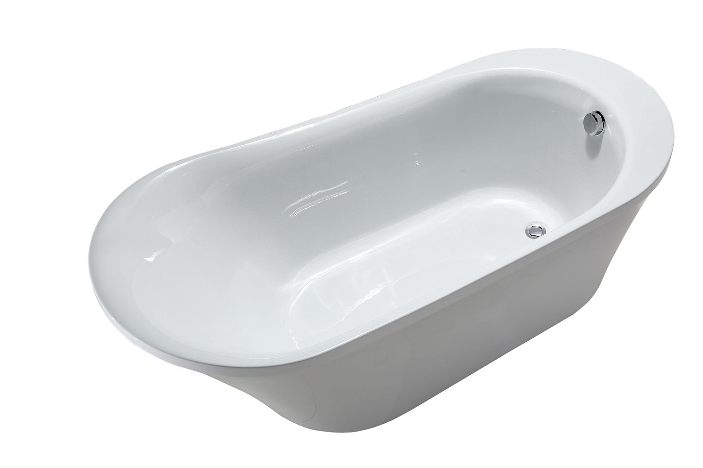 Vanity Art VA6839 70 Inch Freestanding White Acrylic Bathtub with Polished Chrome Finish - Vanity Art VA6839