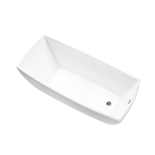 Vanity Art VA6841-BN 67 Inch Freestanding White Acrylic Bathtub with Overflow And Pop-Up Drain - Vanity Art VA6841-BN