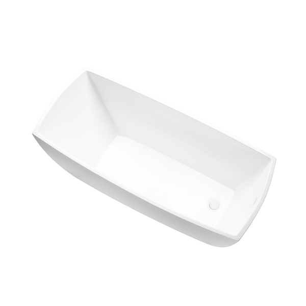 Vanity Art VA6841-PW 67 Inch Freestanding White Acrylic Bathtub with Overflow And Pop-Up Drain - Vanity Art VA6841-PW