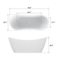 Vanity Art VA6903 71 Inch Freestanding White Acrylic Bathtub with Polished Chrome Slotted Overflow And Pop-Up Drain - Vanity Art VA6903