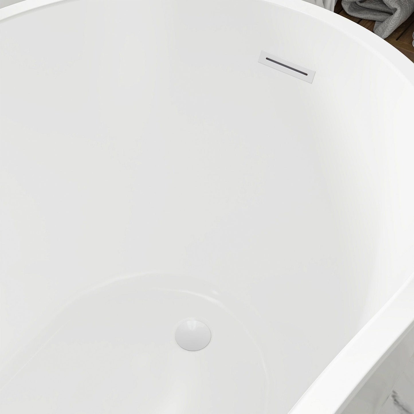 Vanity Art VA6904-S-PW 59 Inch Freestanding White Acrylic Bathtub with Overflow And Pop-Up Drain - Vanity Art VA6904-S-PW