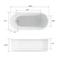 Vanity Art VA6910 67 Inch Freestanding White Acrylic Bathtub with Polished Chrome Finish - Vanity Art VA6910