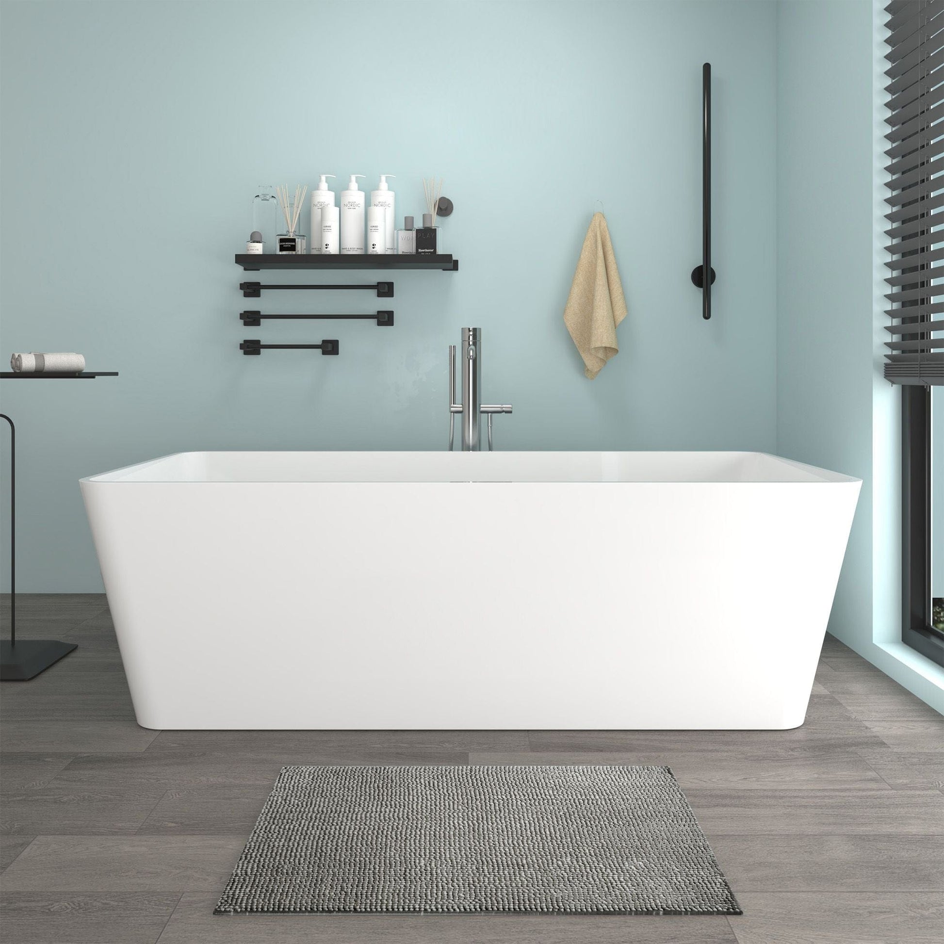 Vanity Art VA6914-ML Freestanding Solid Surface Resin Matte Bathtub 67 Inch x 31.5 Inch - Vanity Art VA6914-ML