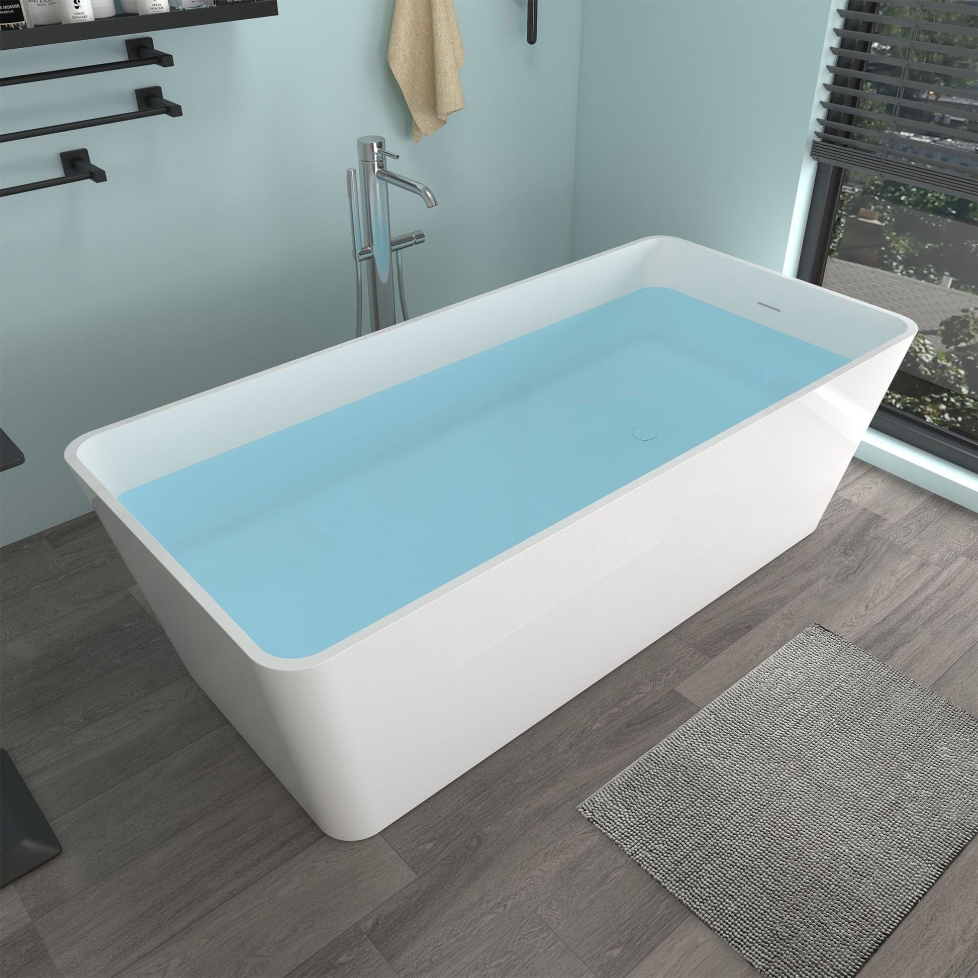 Vanity Art VA6914-MS Freestanding Solid Surface Resin Matte Bathtub 59 Inch x 29.5 Inch - Vanity Art VA6914-MS