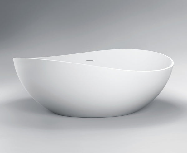 Vanity Art VA6918-ML Freestanding Solid Surface Resin Matte Bathtub 63 Inch x 37.5 Inch - Vanity Art VA6918-ML